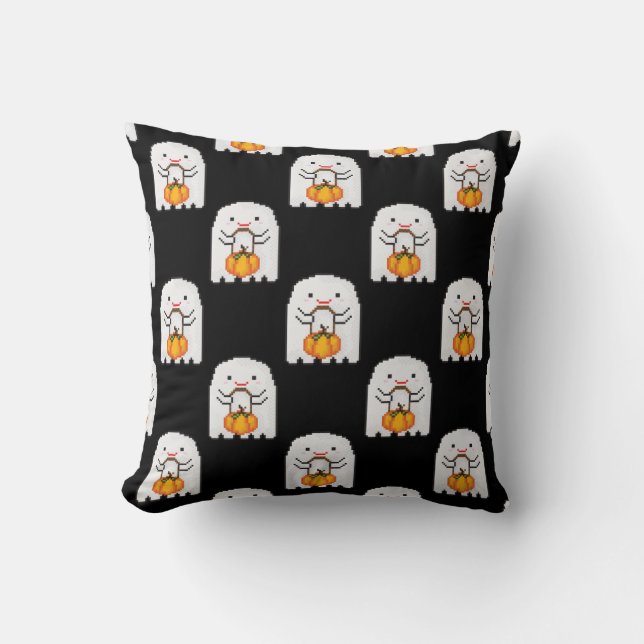 Pixelkonstspöke: Halloween mönster Kudde (Framsida)