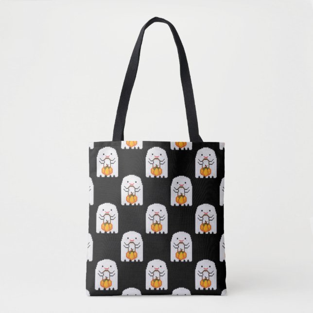 Pixelkonstspöke: Halloween mönster Tygkasse (Framsida)