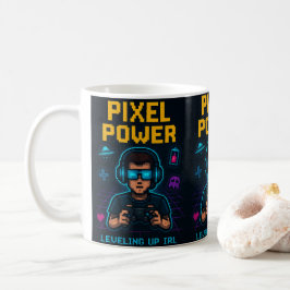 Pixelkraft – Leveling Up IRL-affisch Kaffemugg