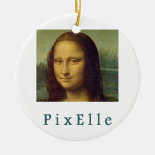 Pixelle femme julgransprydnad keramik