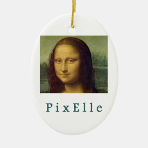 Pixelle femme julgransprydnad keramik
