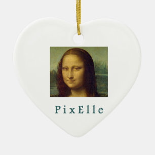 Pixelle femme julgransprydnad keramik