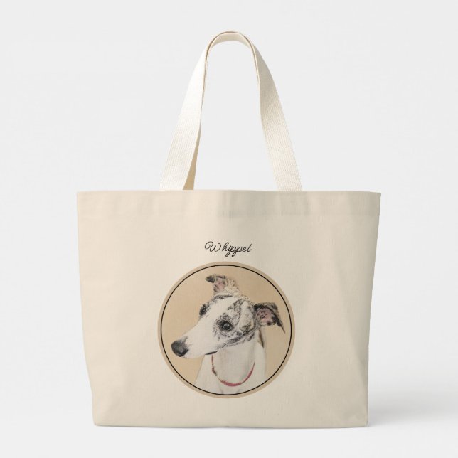 Pixelmålning Brindle White Original Hund Art Jumbo Tygkasse (Baksida)