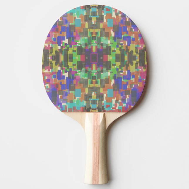 Pixelmönster bortom regnbågens färger pingisracket (Framsidan)