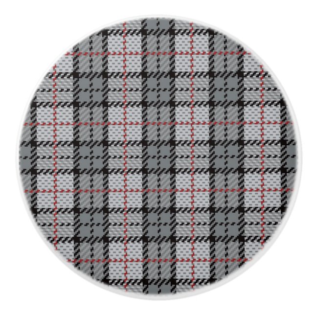 PIXELpläd i grå färg med den röda randen Knopp (Framsidan)