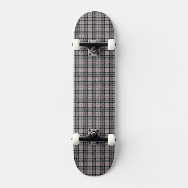 PIXELpläd i grå färg med den röda randen Skateboard Bräda 21,5 Cm (Framsida)