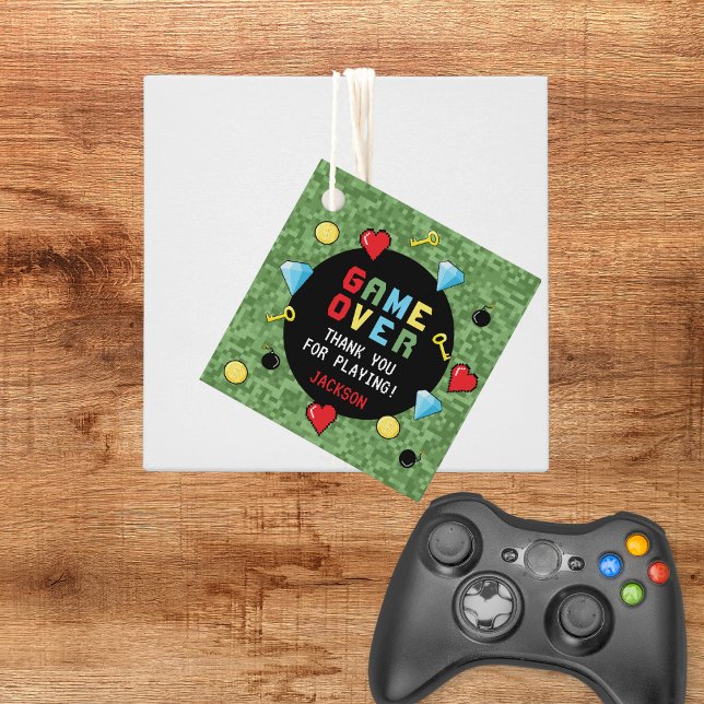 Pixels Arcade-spel över Barns födelsedag Gåvor Etiketter (Skapare uppladdad)