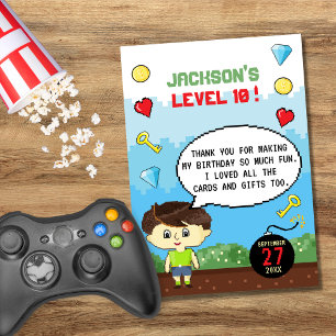 Pixels Arkadspel Level Up Barnkalas Tack Kort