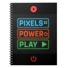 Pixels Power Play Gamer-anteckningsbok – Level Up! Anteckningsbok