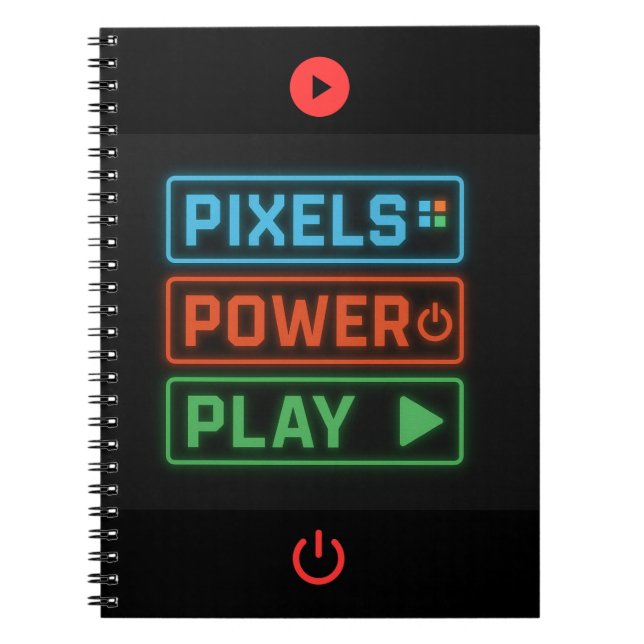 Pixels Power Play Gamer Notebook – Level Up! Anteckningsbok (Framsidan)