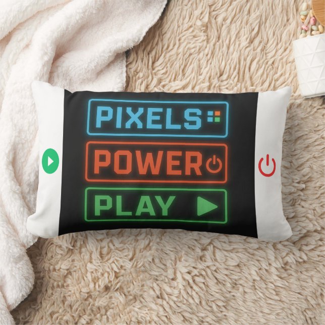 Pixels Power Play Gamer Pillow – Retro Pixel Art F Lumbarkudde (Filt)