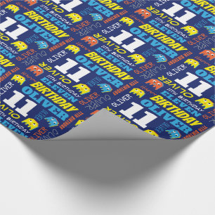 Pixelspel utomjording 11-årsdagen ljus anpassning presentpapper