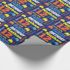 Pixelspel utomjording 12:e födelsedagskalenlig anp presentpapper