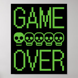Pixelspelare Dödskalle Game Over Retro TV-spel Ark Poster