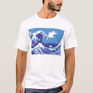 PIXELTsunamiblått 8 bet PIXELkonst Tee