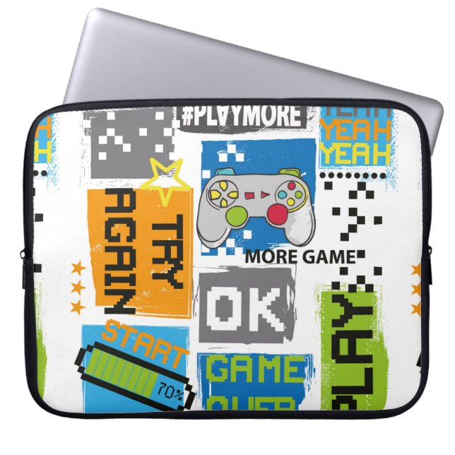 Pixelutskrift för typografi av spel. Spelillustrat Laptop Fodral (Framsidan)