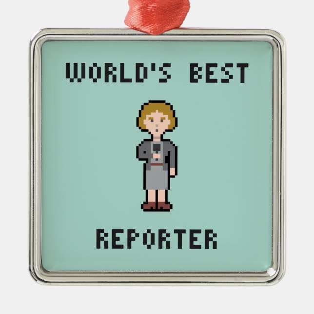 PIXELvärlds bäst kvinnliga reporter Julgransprydnad Metall (Framsidan)