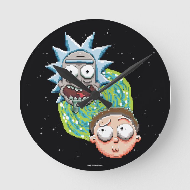 Pixelverse Rick och Morty Portal Graphics Rund Klocka (Framsida)