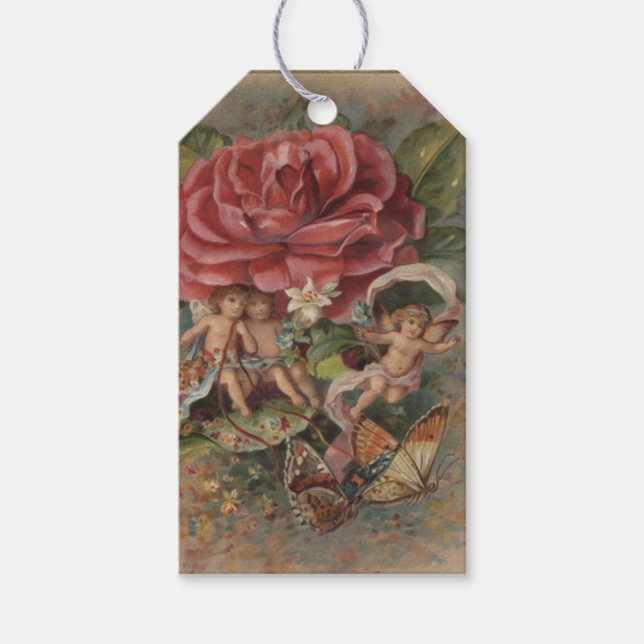 Pixie, Änglar, Butterflies & Flowers Gift Märkre Presentetikett (Framsidan)