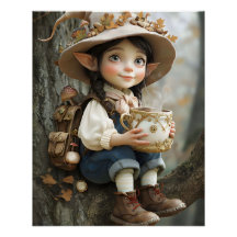 Pixie Beige Hat Spegel Facing Höger Poster