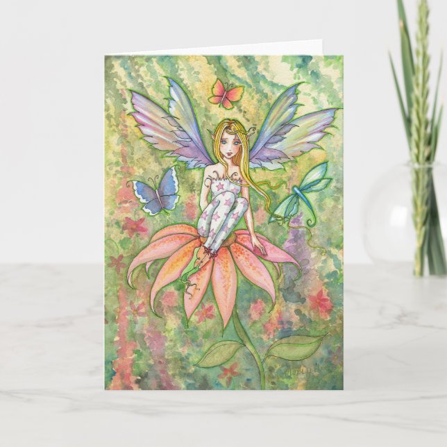 Pixie Blommar Blomsterträdgård Fairy Card Kort (Framsida)
