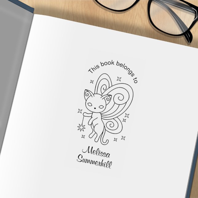 Pixie Cat - Bokskylt för Vingar Kattunge Stämpel (Skapare uppladdad)