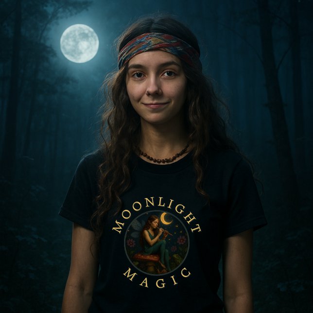 Pixie Elf Fairy på champinjon med flute T Shirt (Skapare uppladdad)