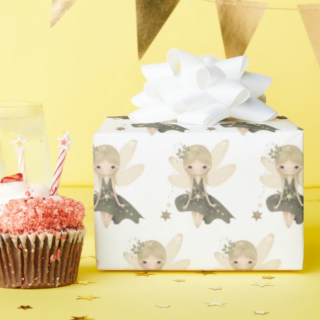 Pixie Fairy Girl with Stars Presentpapper (Födelsedagsfest)