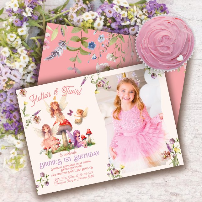 Pixie Fairy Princess Birthday Photo Inbjudningar (Skapare uppladdad)