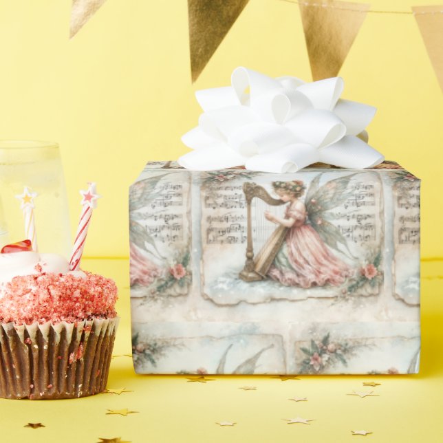 Pixie Fairy spelar en Harp Presentpapper (Födelsedagsfest)