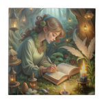 Pixie Girl Writing Kakelplatta<br><div class="desc">A cute pixie writing</div>