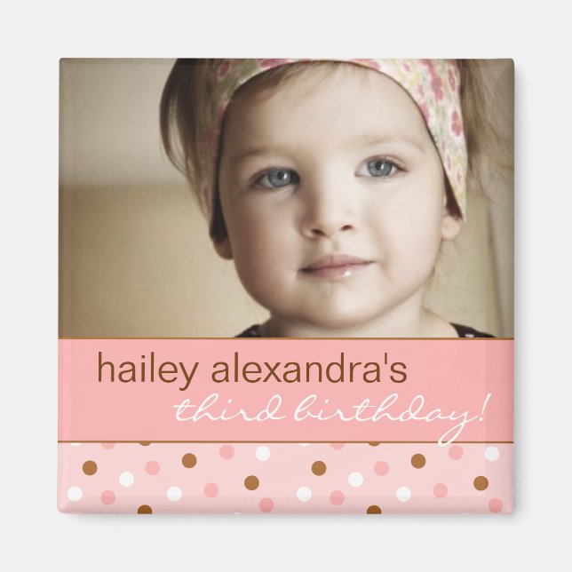 Pixie Polka dots Birthday Photo Magnet (Framsidan)