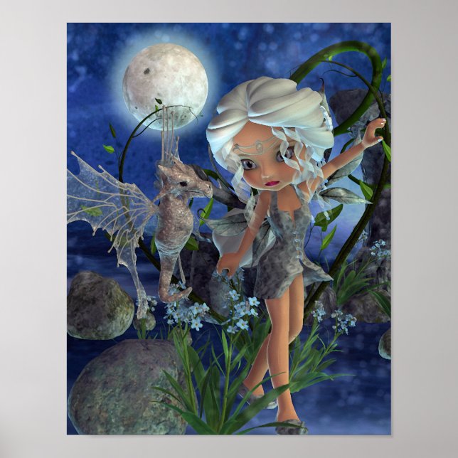 Pixie Power Silver Måne Poster (Framsidan)