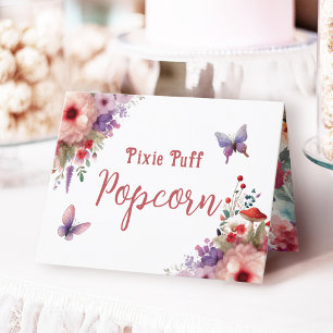 Pixie Puff Popcorn Birthday Buffet-etikett Kort