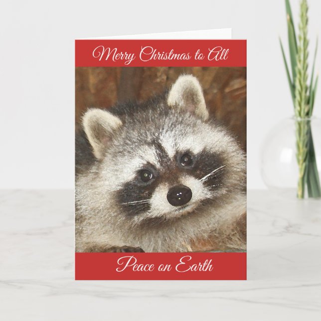 Pixie Raccoon julhälsningar Helgkort (Framsida)
