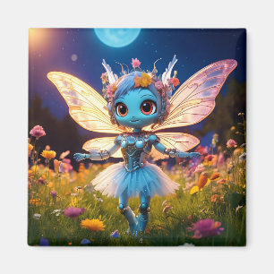 Pixie Robot Ballerina Dancing in Wildblommor Magnet