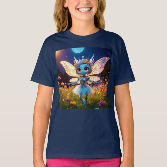 Pixie Robot Ballerina Dancing in Wildblommor T Shirt (Framsida)