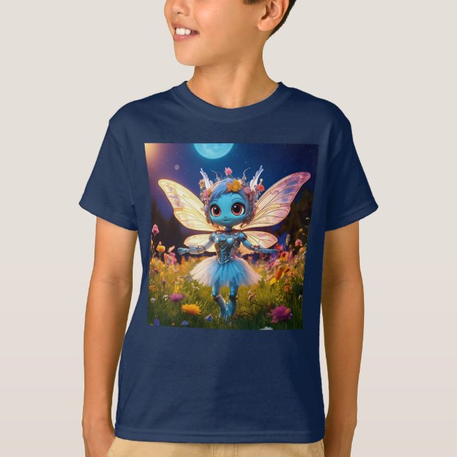 Pixie Robot Ballerina Dancing in Wildblommor T Shirt (Framsida)