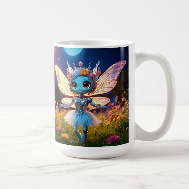 Pixie Robot Ballerina Dansar i Vildblommor Kaffemugg (Höger)
