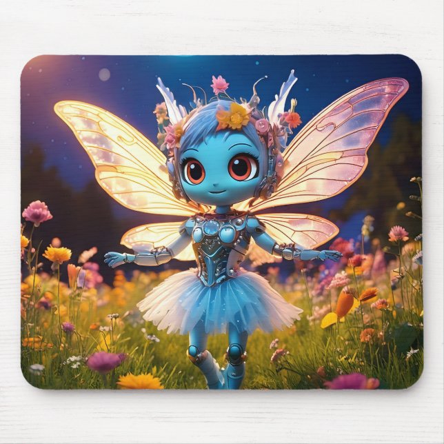 Pixie Robot Ballerina Dansar i Vildblommor Musmatta (Framsidan)