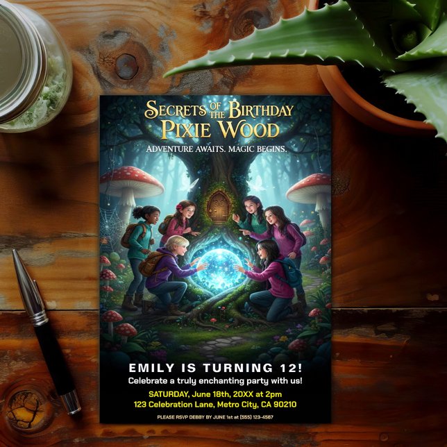Pixie Wood Magical Birthday Party Inbjudningar (Skapare uppladdad)