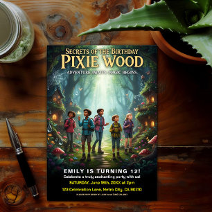 Pixie Wood Magisk Födelsedagsfest Inbjudningar