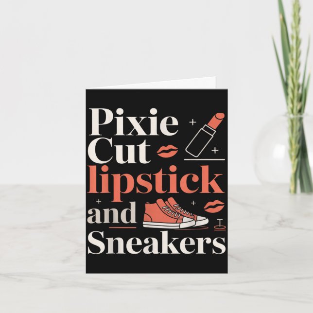 Pixieklipp lipstick och sneakers kort hårstil  (Framsida)