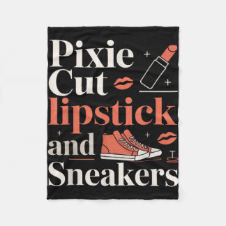 Pixieklippning läppstift och sneakers kort hårstil fleecefilt