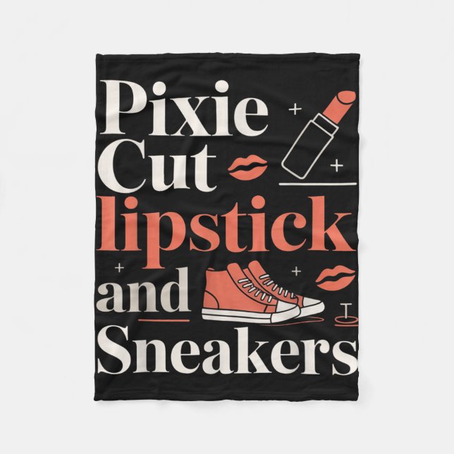 Pixieklippning läppstift och sneakers kort hårstil fleecefilt (Framsidan)
