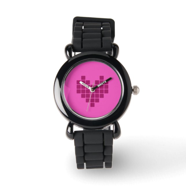 Pixlad hjärta armbandsur (Framsida)