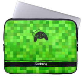 Pixlar för grönt Gamer | PERSONLIG Laptop Fodral