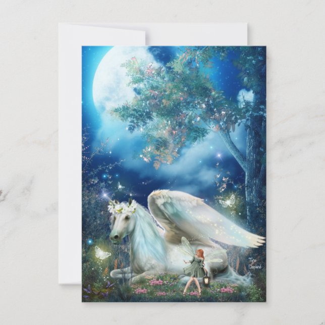 Pixy Fairy med Unicorn Fantasy Blank Card (Framsida)
