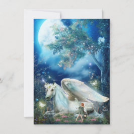 Pixy Fairy med Unicorn Fantasy Blank Card
