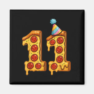 Pizza 11:e födelsedagen 11 år gammal Party Hat Bo Magnet